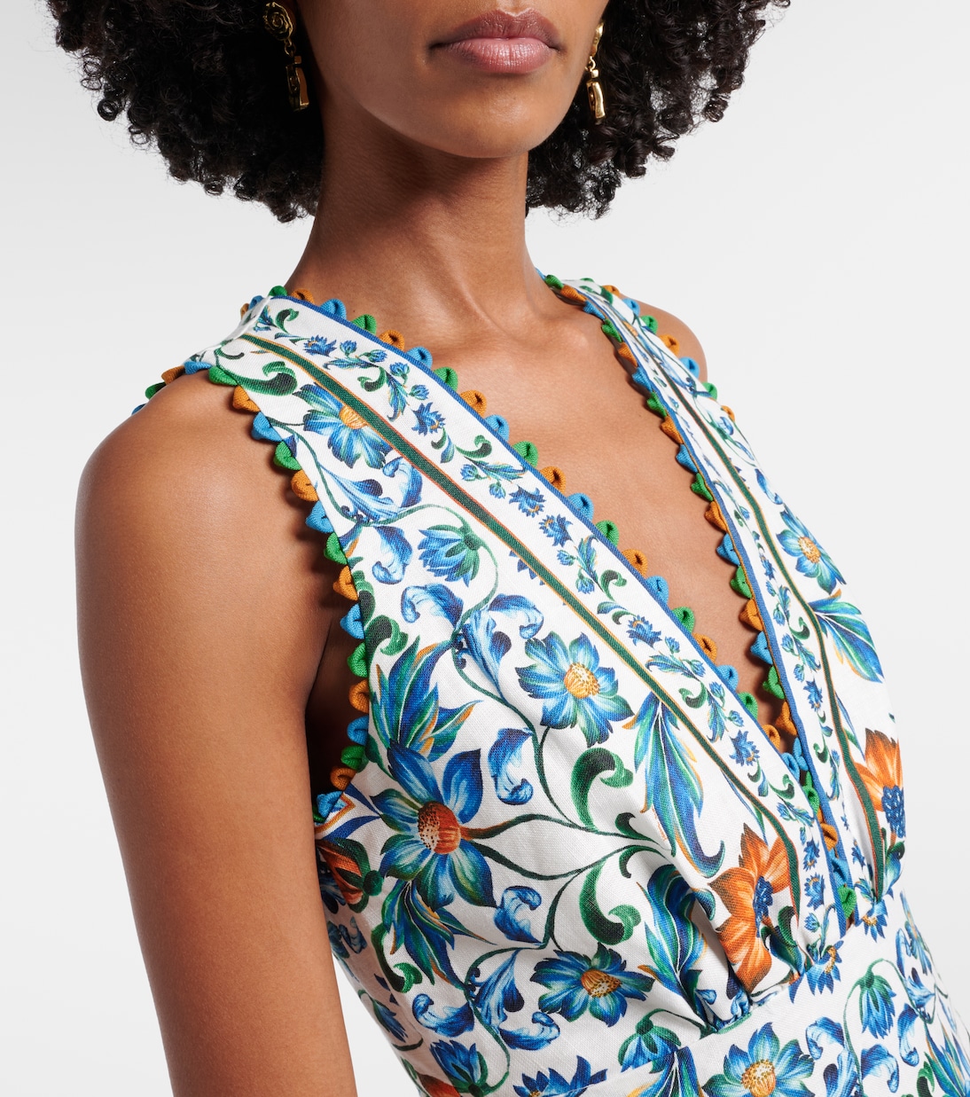 Abito midi Flora Tile in lino con stampa | Farm Rio