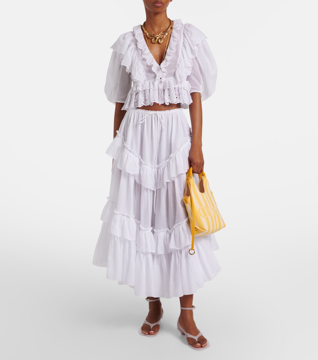 Stripy Small jacquard tote bag | Chloé