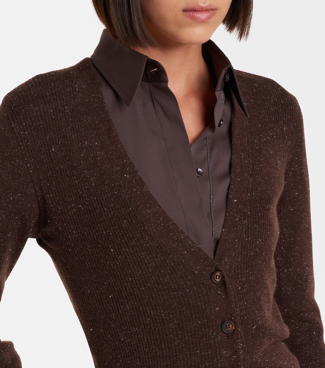 Cárdigan acanalado en mezcla de cachemir | Brunello Cucinelli