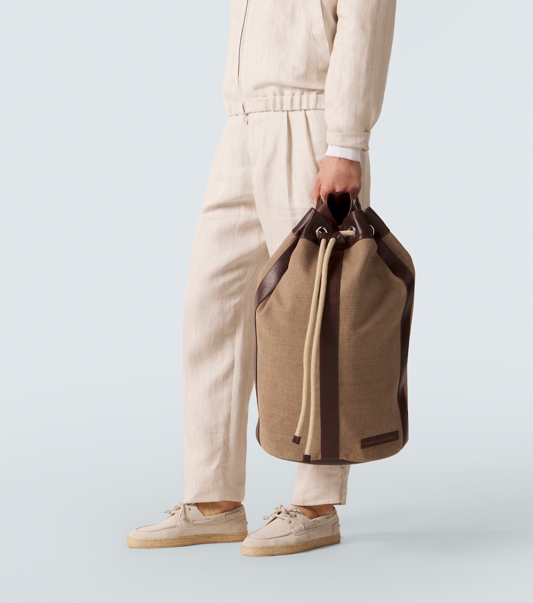 Rucksack aus Canvas mit Leder | Brunello Cucinelli