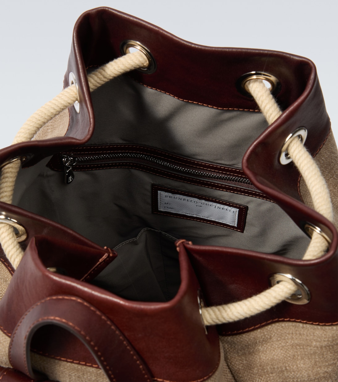 Rucksack aus Canvas mit Leder | Brunello Cucinelli