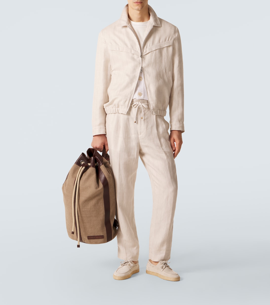 Rucksack aus Canvas mit Leder | Brunello Cucinelli