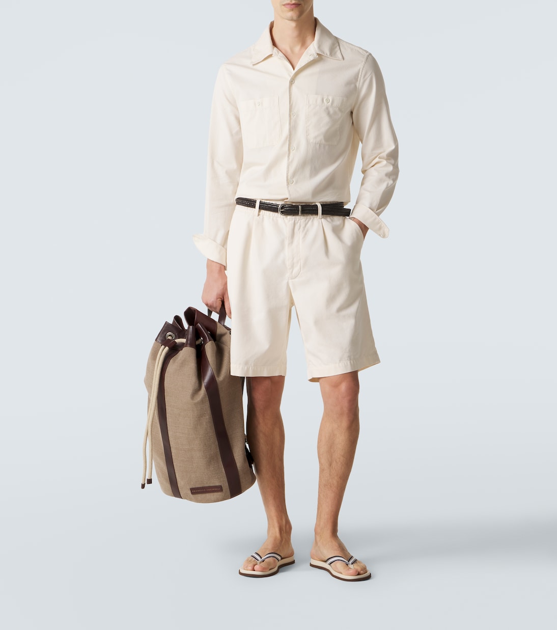 Striped thong sandals | Brunello Cucinelli