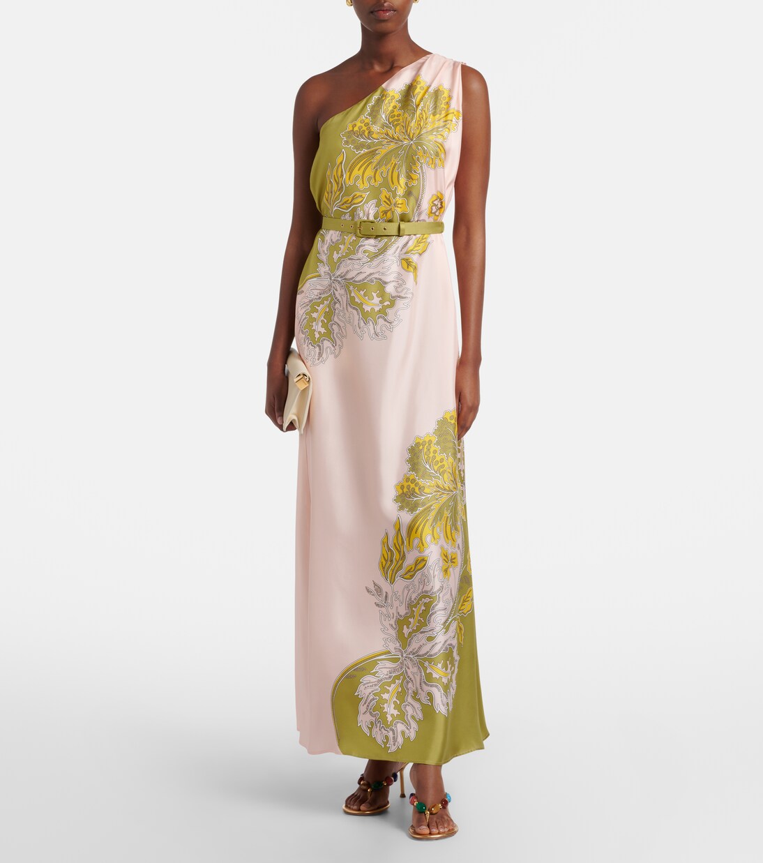 Roy floral one-shoulder silk twill maxi dress | La DoubleJ