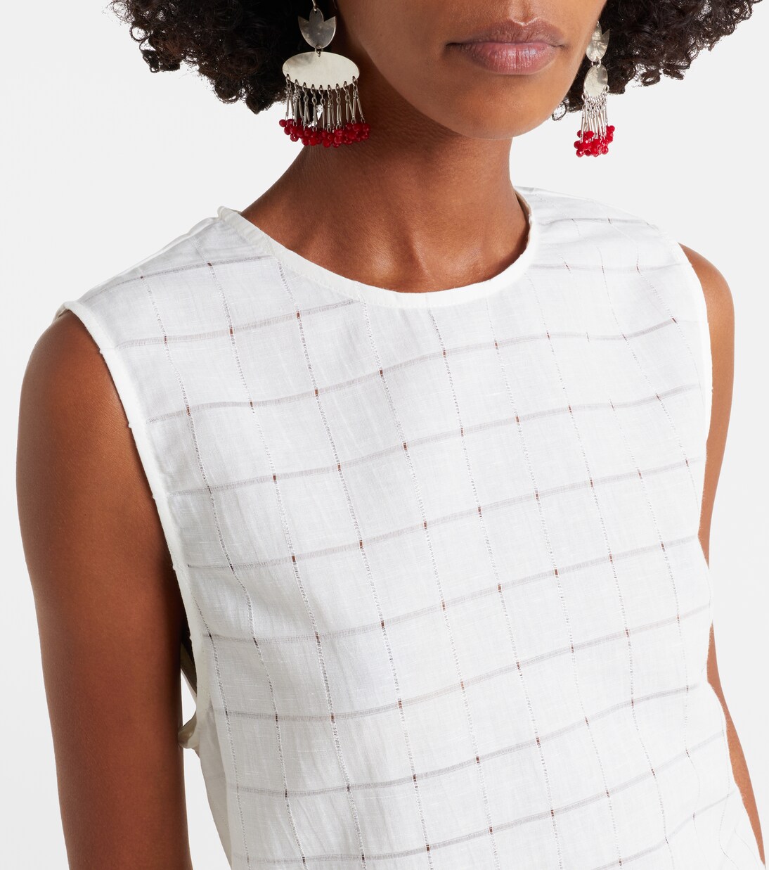 Sintra checked linen and cotton minidress | Asceno