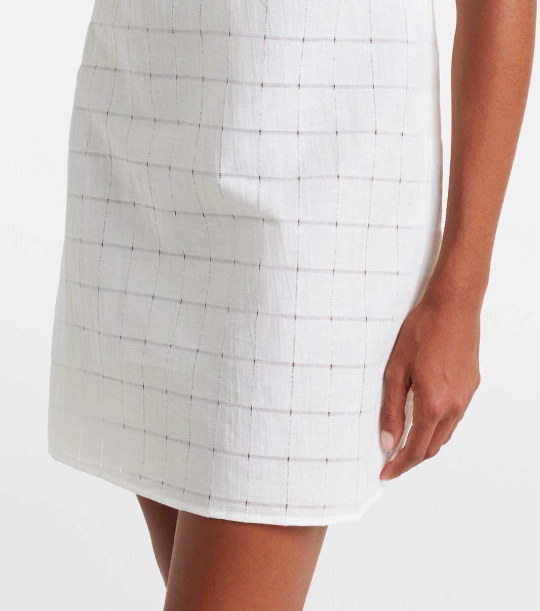 Sintra checked linen and cotton minidress | Asceno