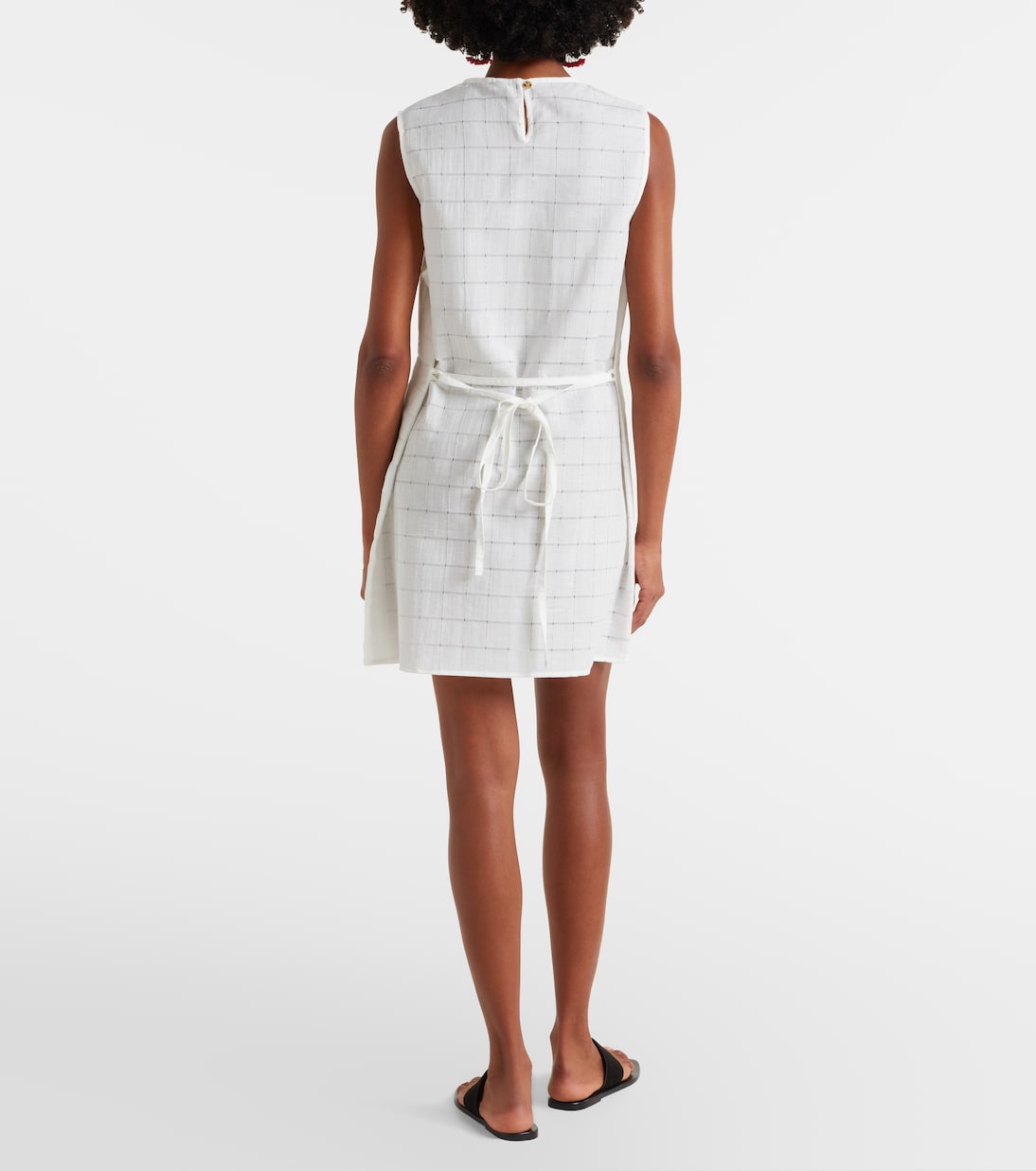 Sintra checked linen and cotton minidress | Asceno