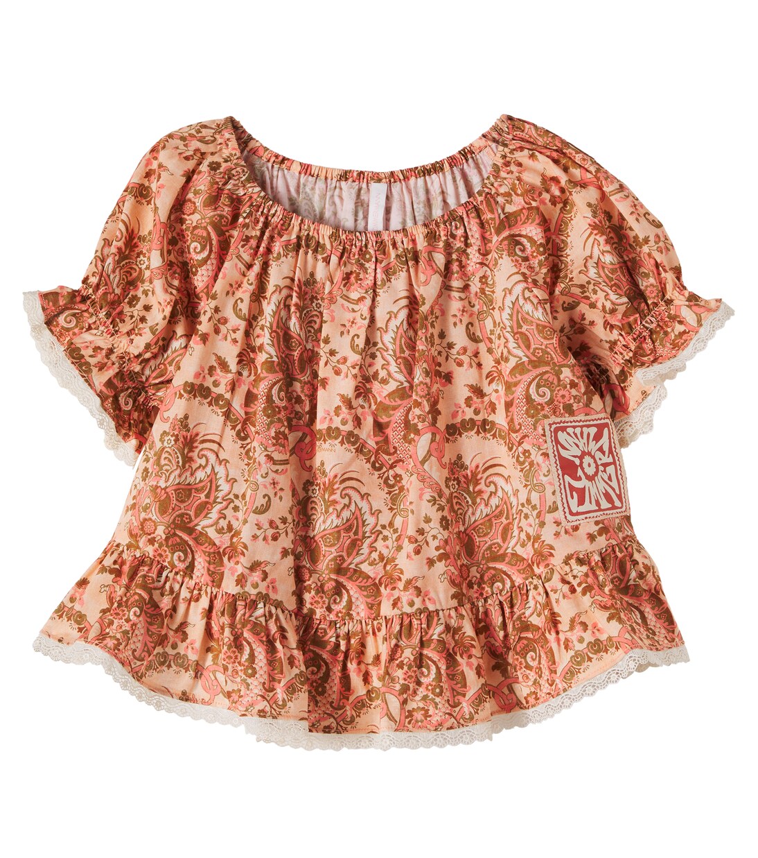 Aster floral lace-trimmed cotton shirt  | Zimmermann Kids