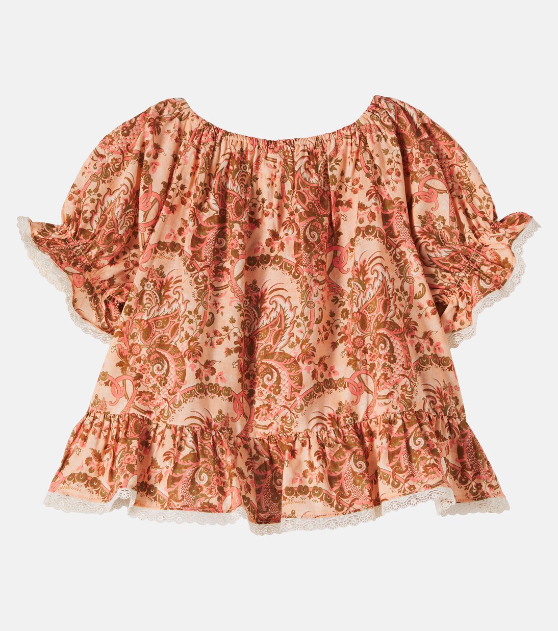 Aster floral lace-trimmed cotton shirt  | Zimmermann Kids