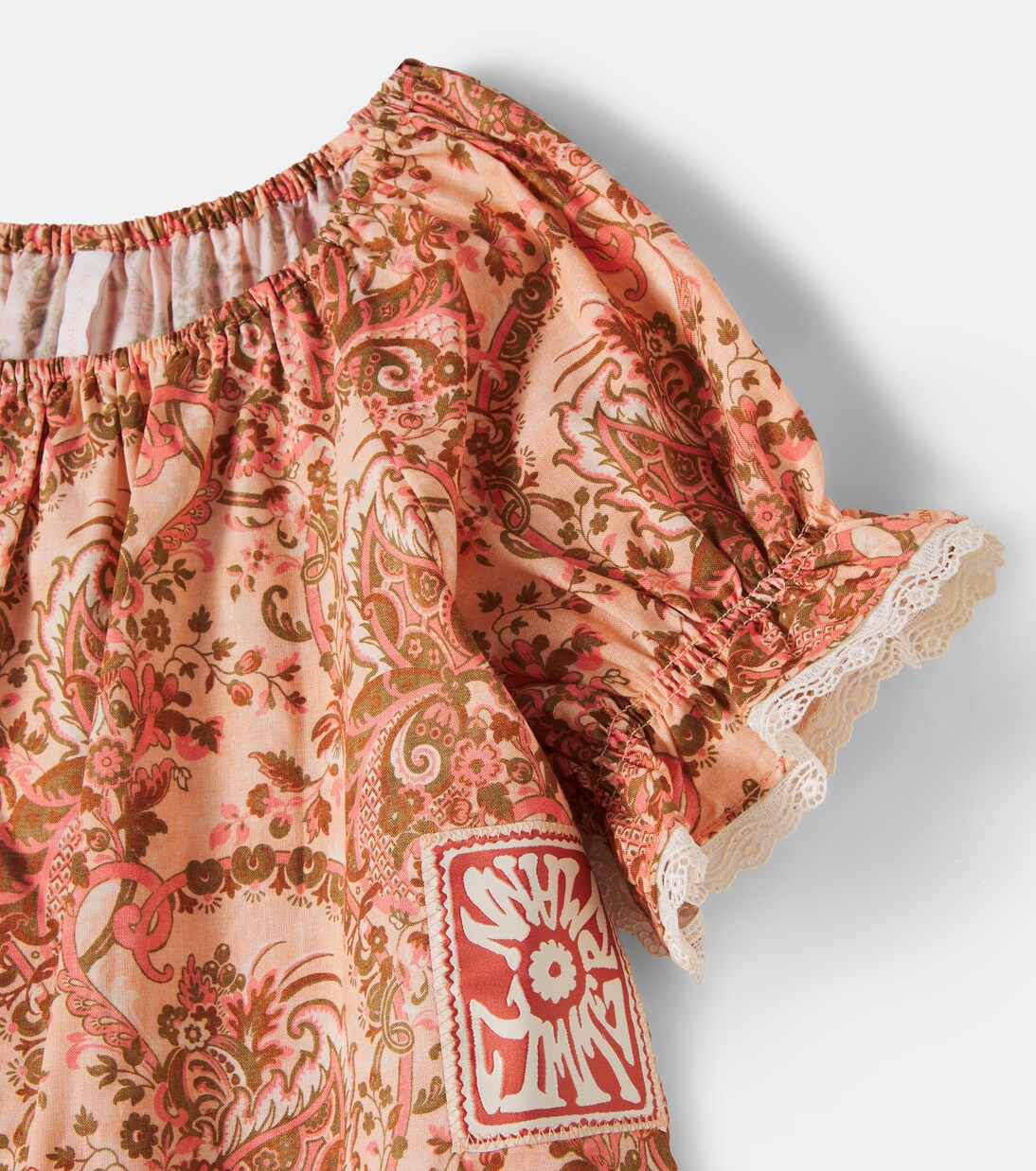 Aster floral lace-trimmed cotton shirt  | Zimmermann Kids