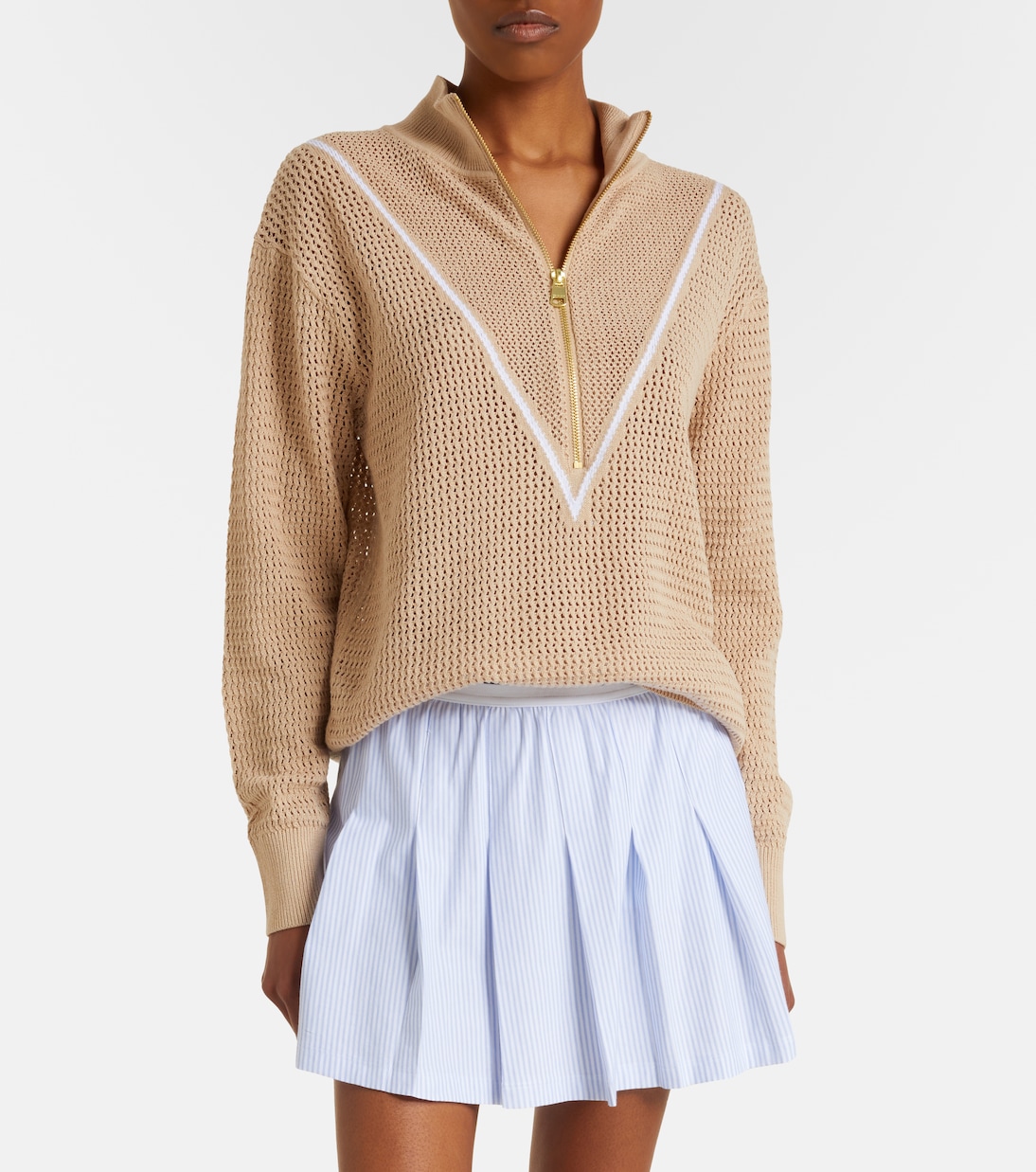 Calva open-knit cotton half-zip sweater | Varley