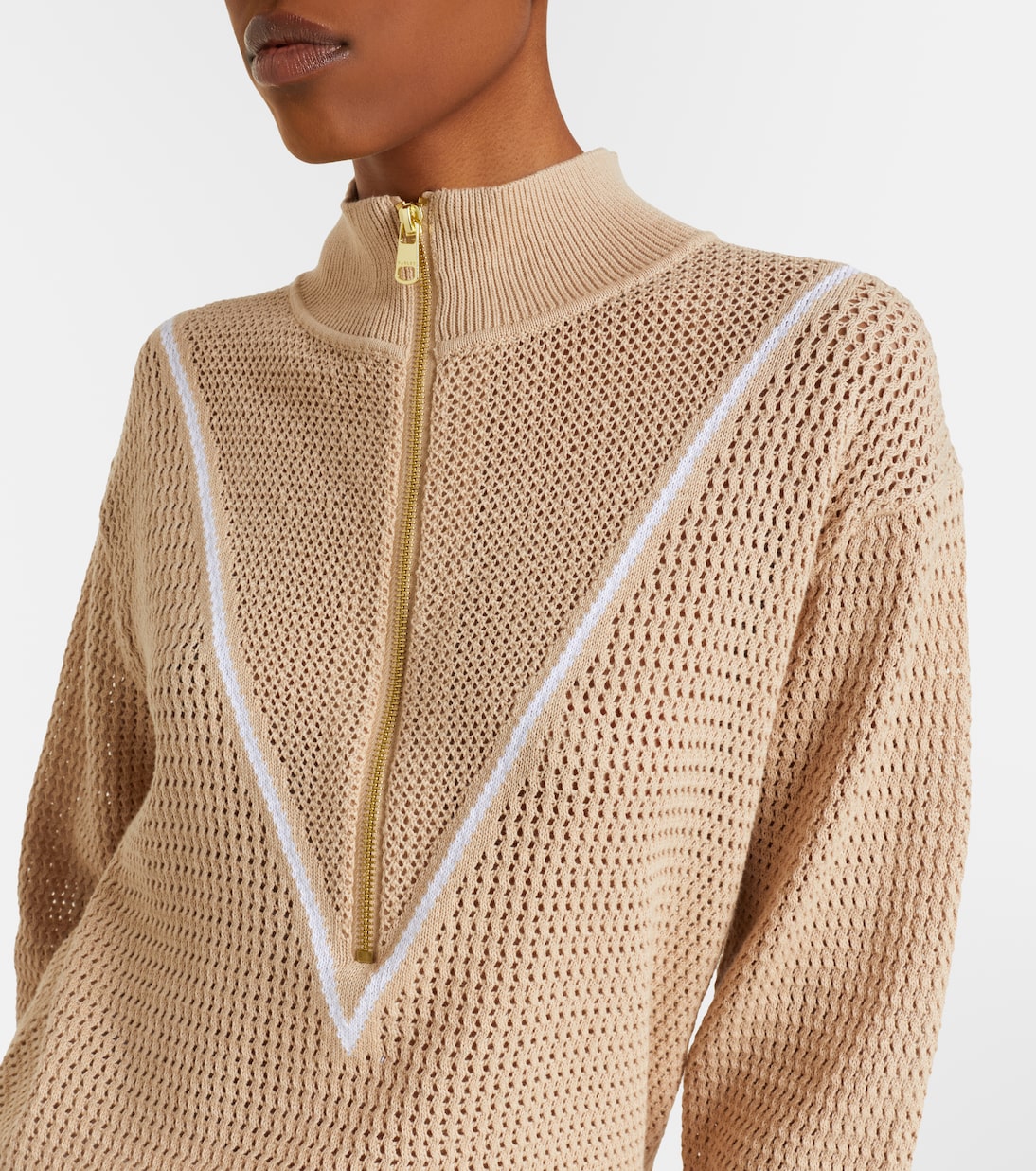 Calva open-knit cotton half-zip sweater | Varley