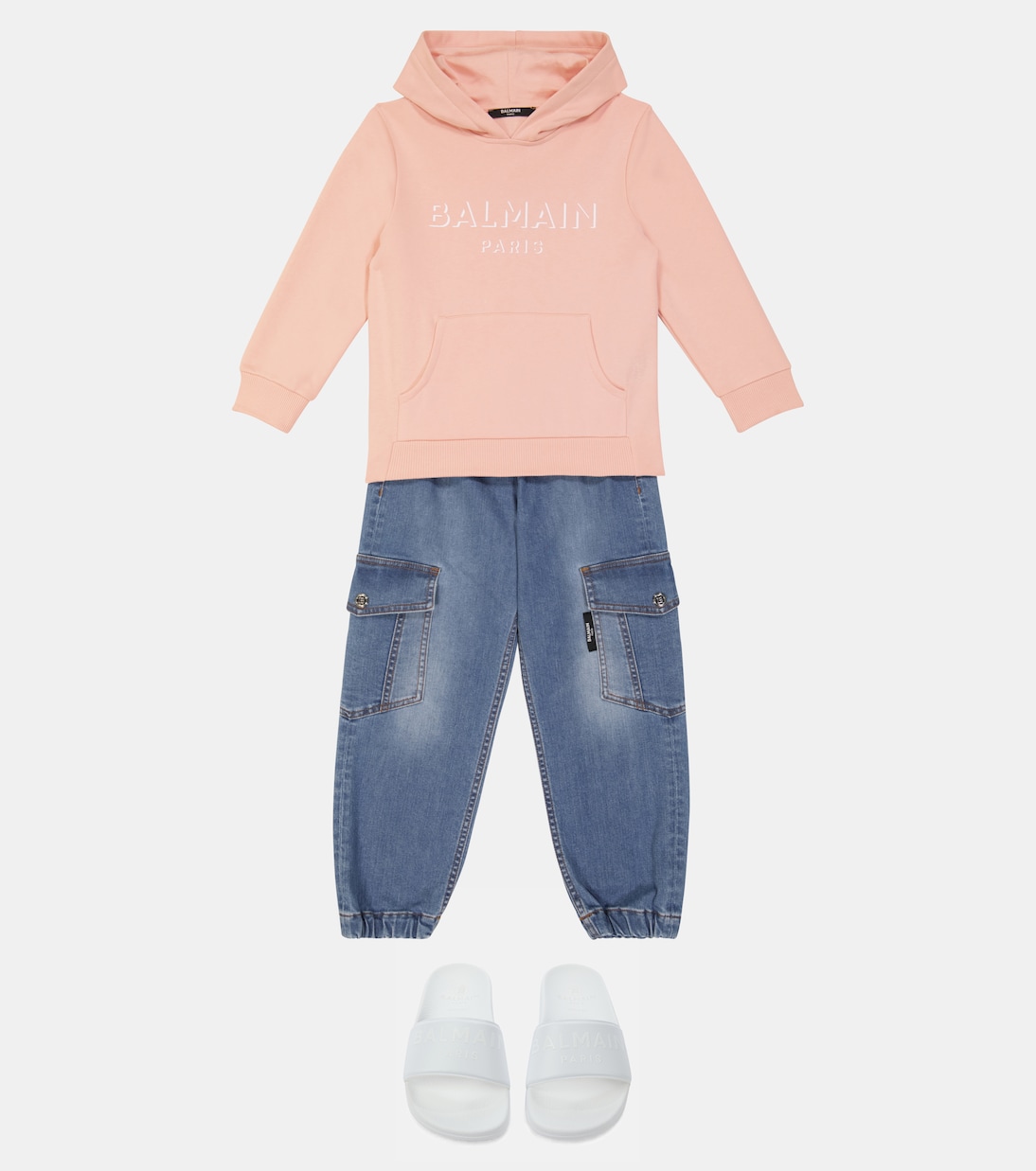 Sweat-shirt à capuche en coton à logo | Balmain Kids