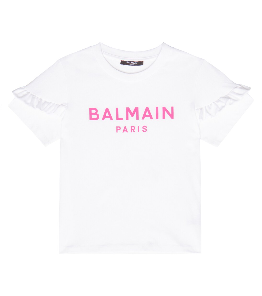 Ruffled logo cotton T-shirt | Balmain Kids