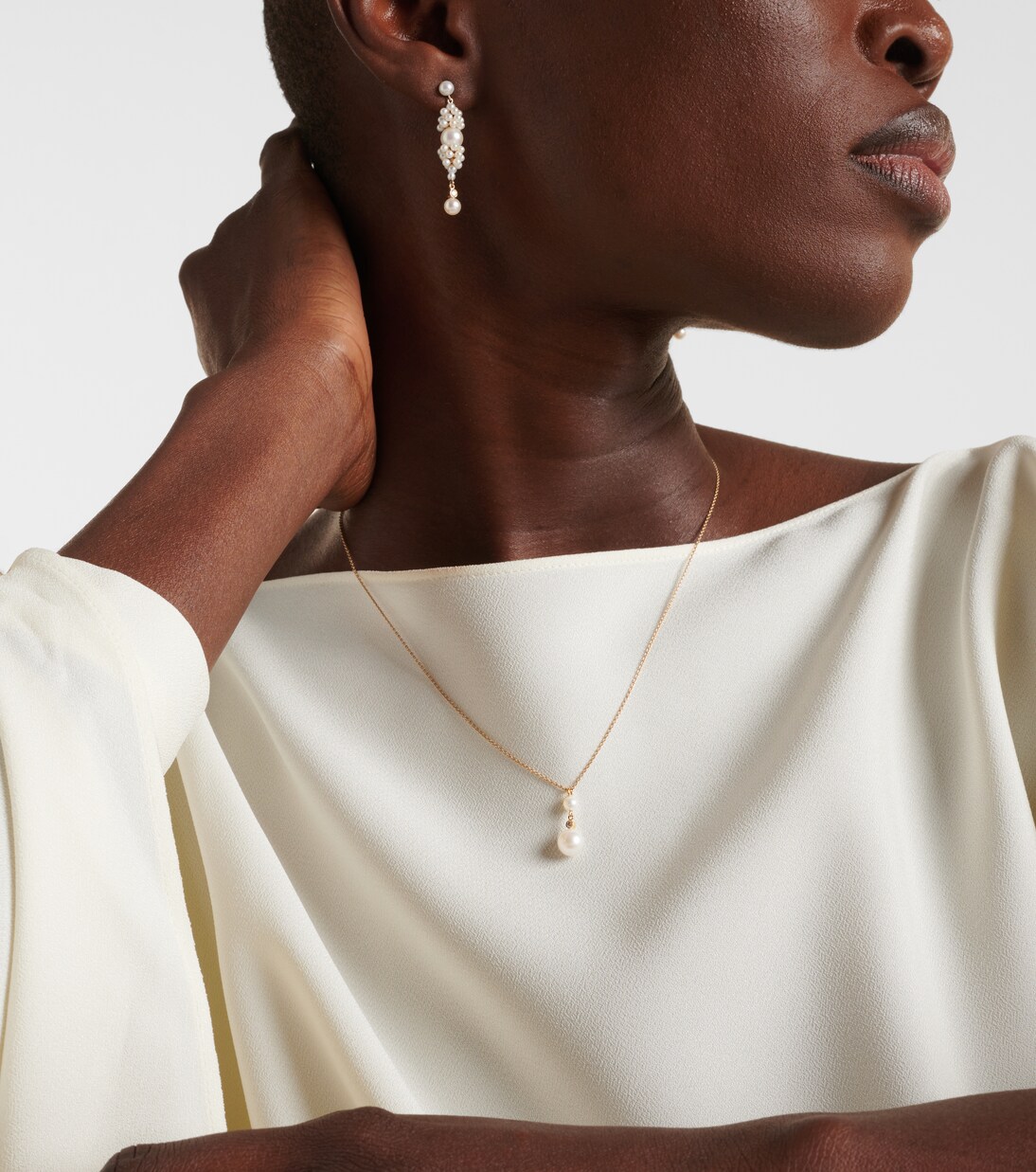 Rêve Simple 14kt gold necklace with diamonds and pearls | Sophie Bille Brahe