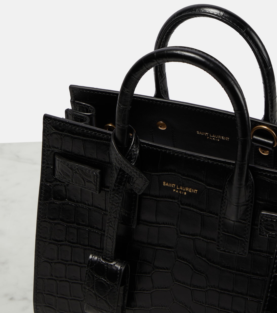 Sac De Jour Nano croc-effect leather tote bag | Saint Laurent