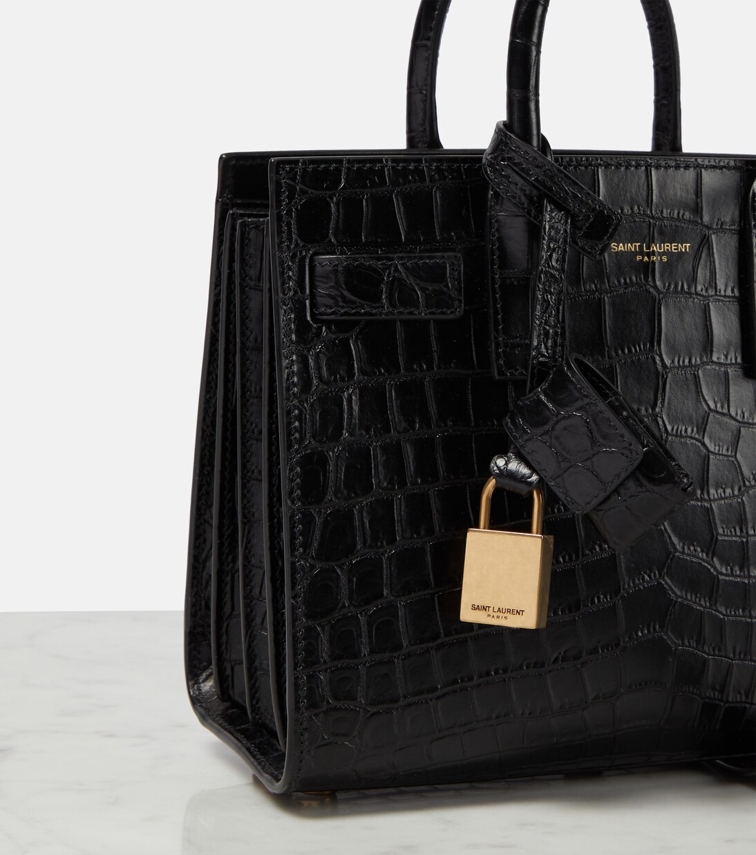 Sac De Jour Nano croc-effect leather tote bag | Saint Laurent