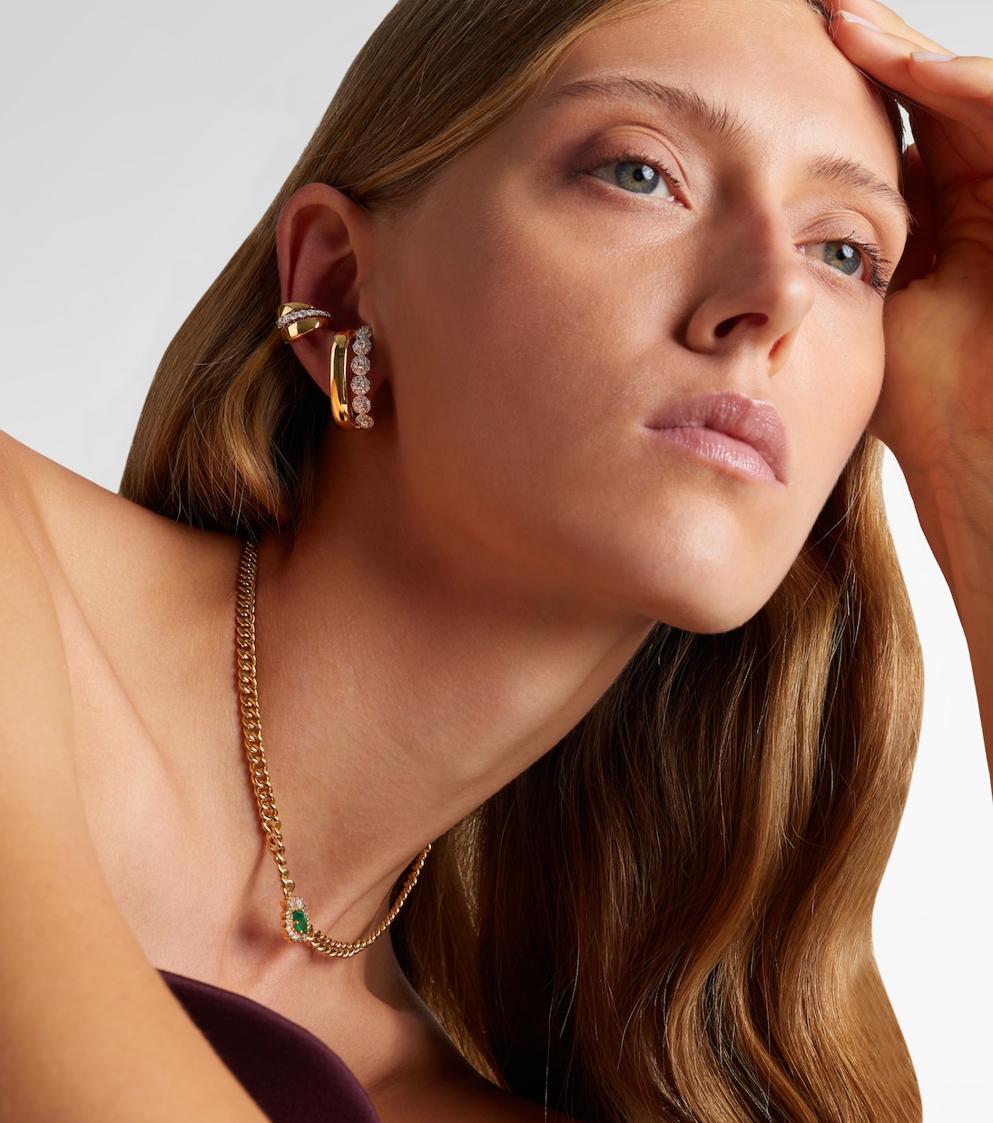 Golden Strada 18kt gold clip-on earrings with diamonds | Yeprem