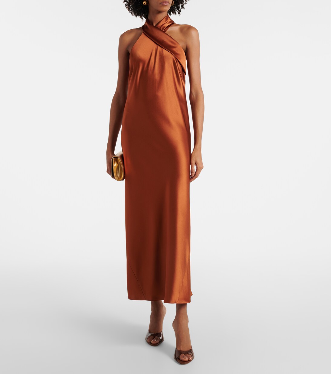 Robe longue Pandora en satin | Galvan