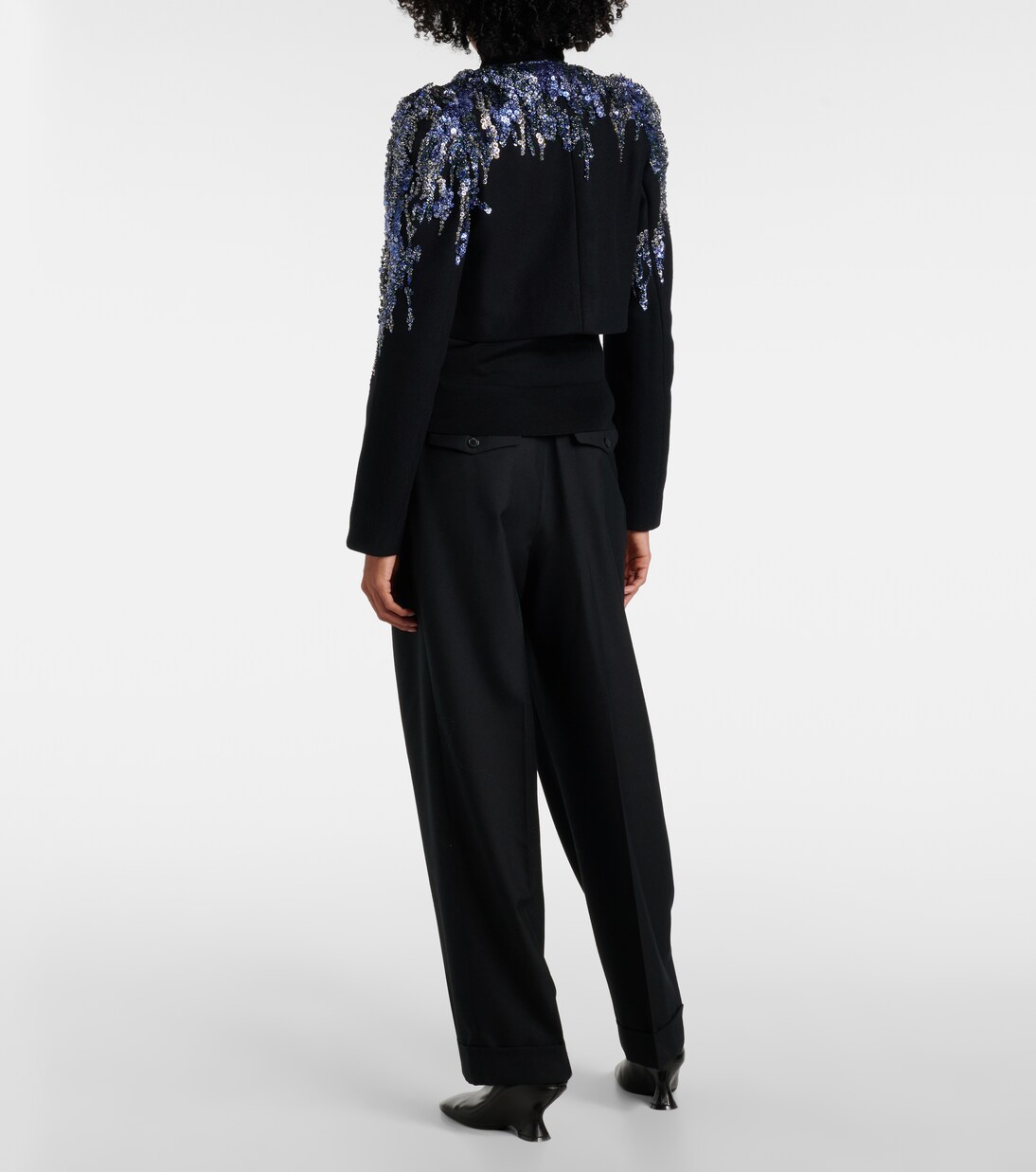 Sequined cropped wool-blend jacket | Dries Van Noten