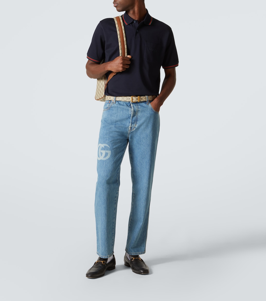 Double G cotton-blend piqué polo shirt | Gucci
