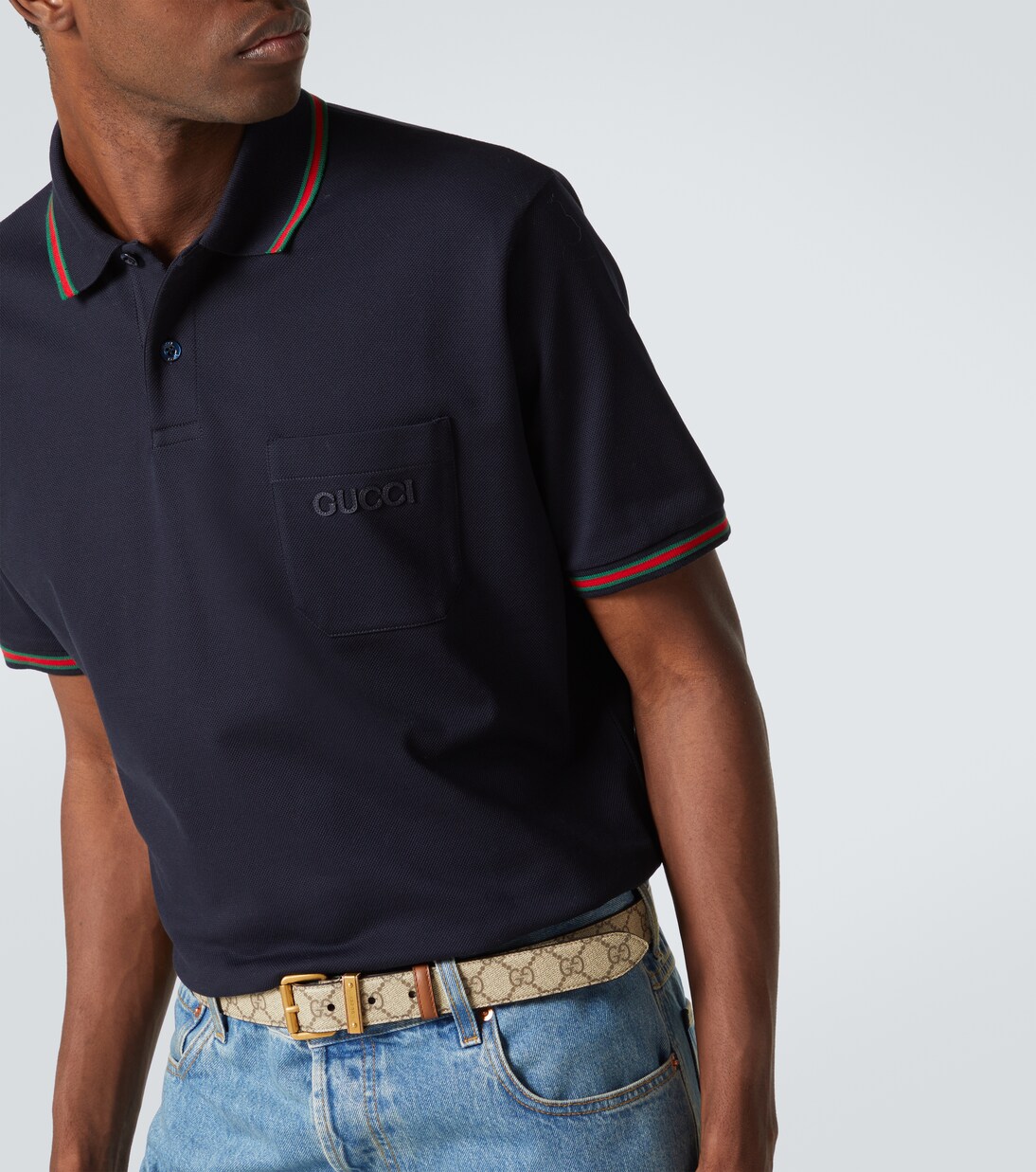 Double G cotton-blend piqué polo shirt | Gucci