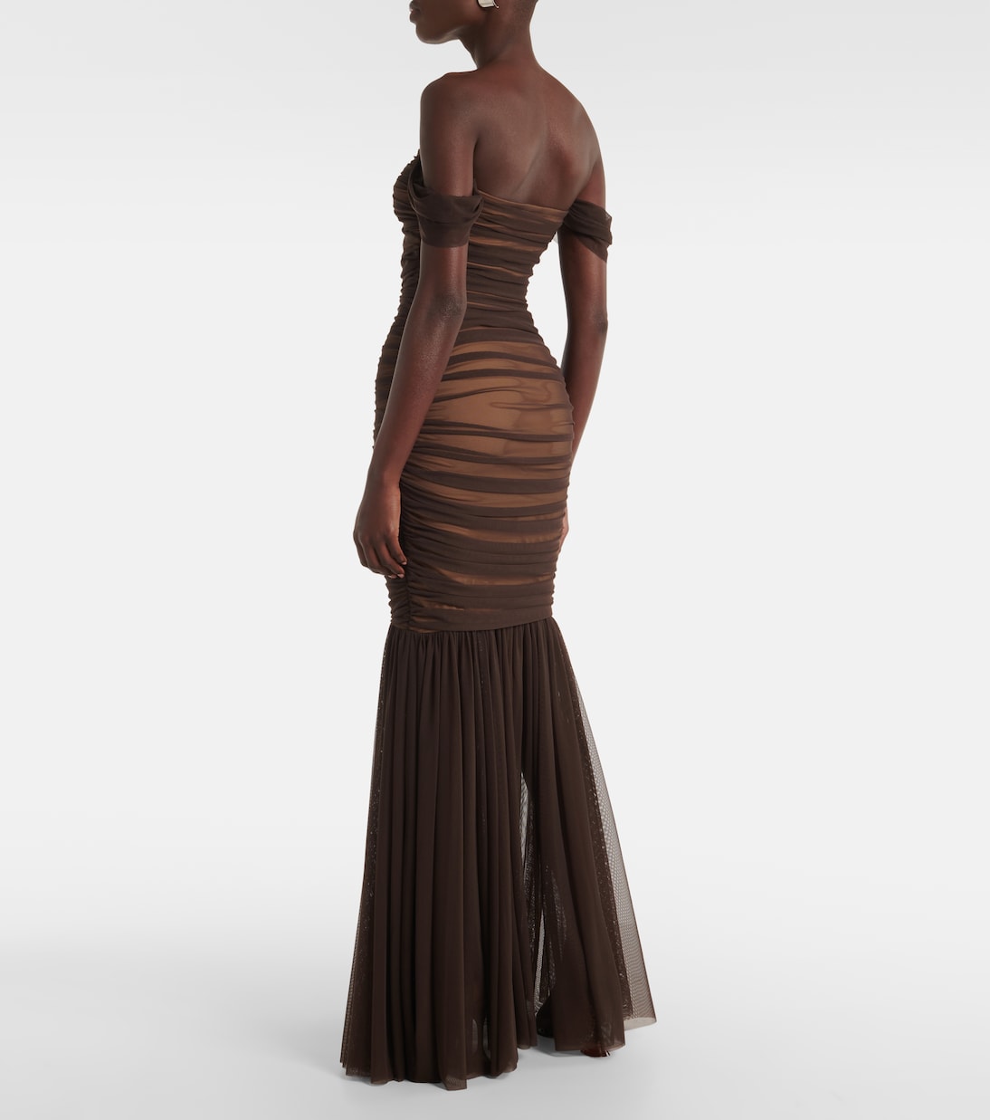 Walter ruched mesh gown | Norma Kamali