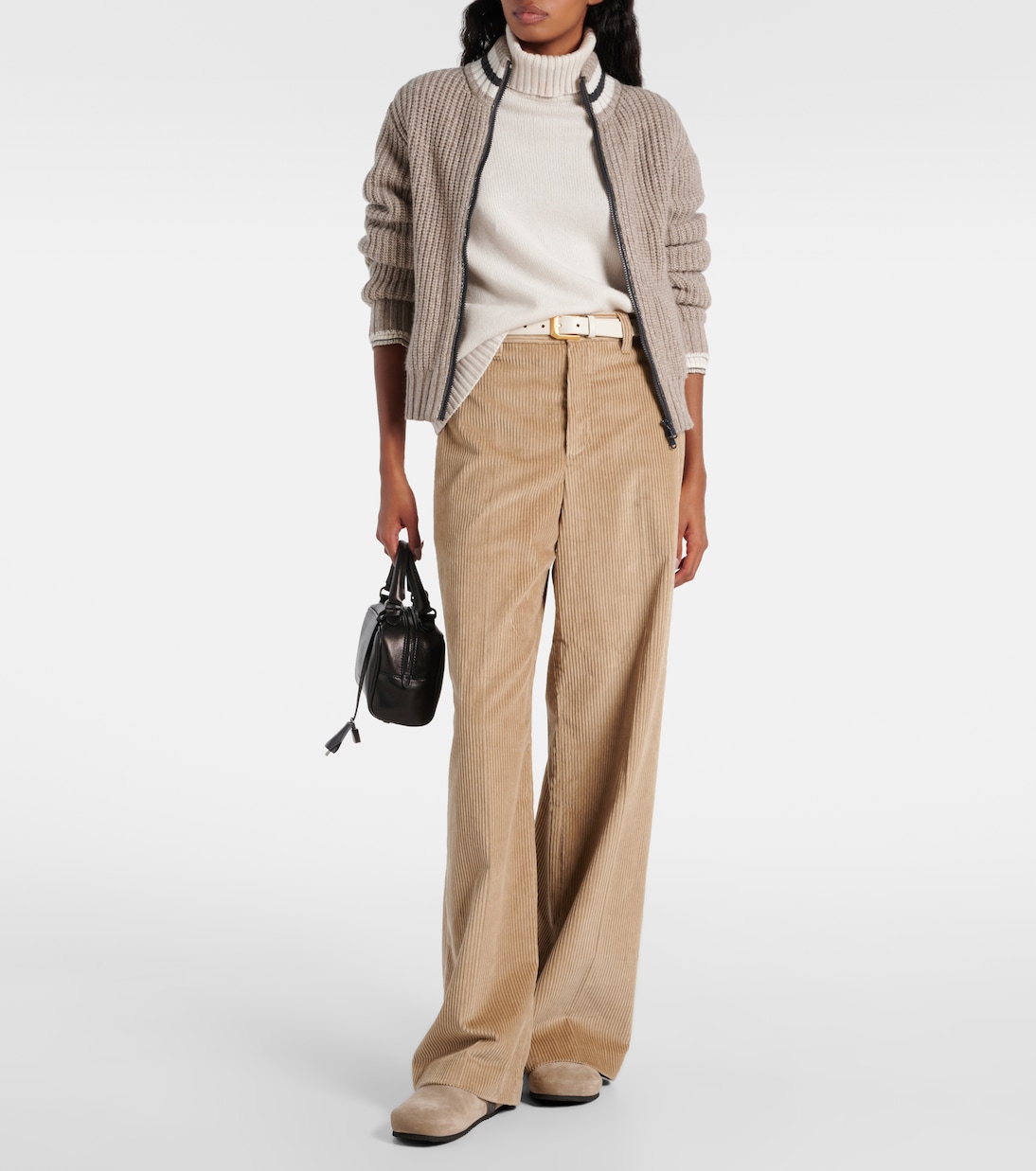 Weite High-Rise-Hose aus Cord | Brunello Cucinelli