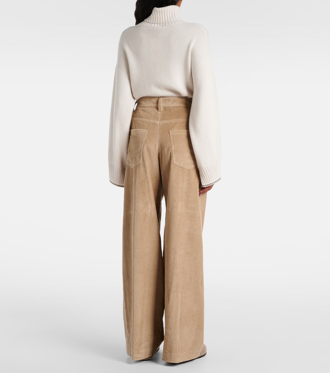 Weite High-Rise-Hose aus Cord | Brunello Cucinelli