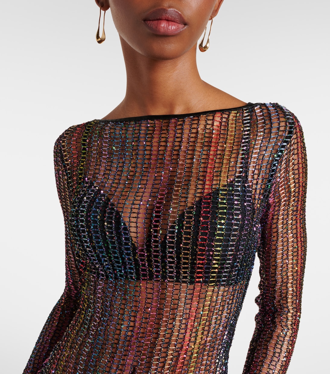 Maxikleid aus Häkelstrick mit Pailletten | Missoni