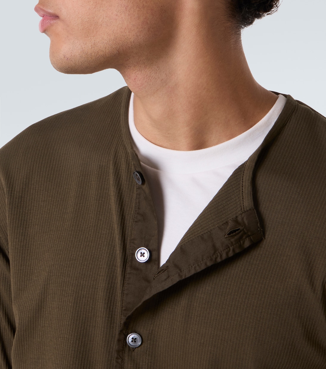 Ribbed-knit cotton-blend Henley shirt | Tom Ford