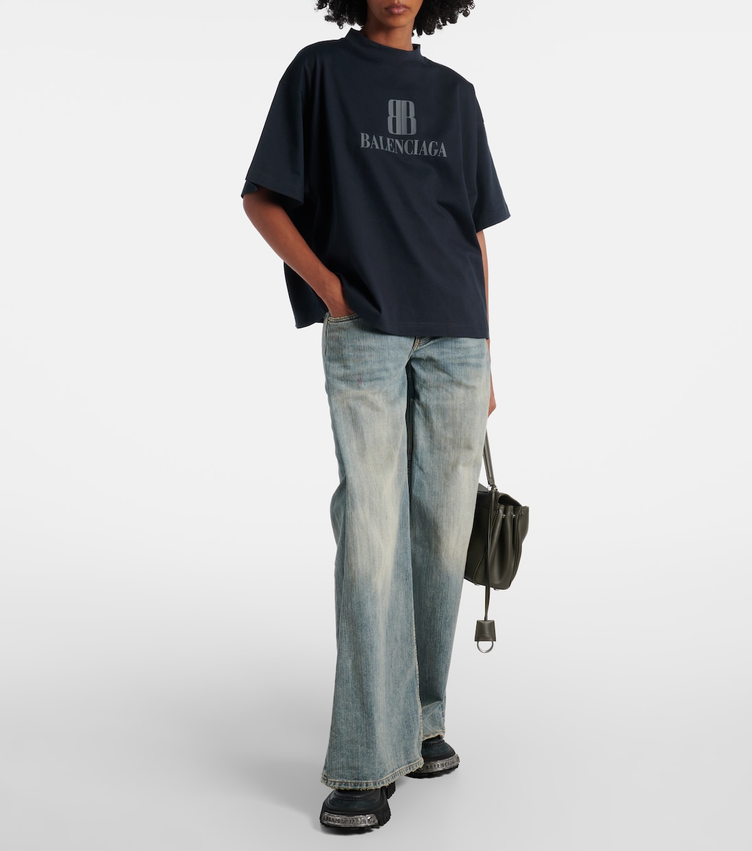 T-shirt in jersey di cotone con logo | Balenciaga