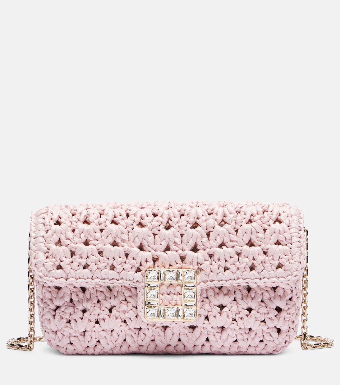 Verzierte Clutch Jeu de Fille aus Raffiabast | Roger Vivier
