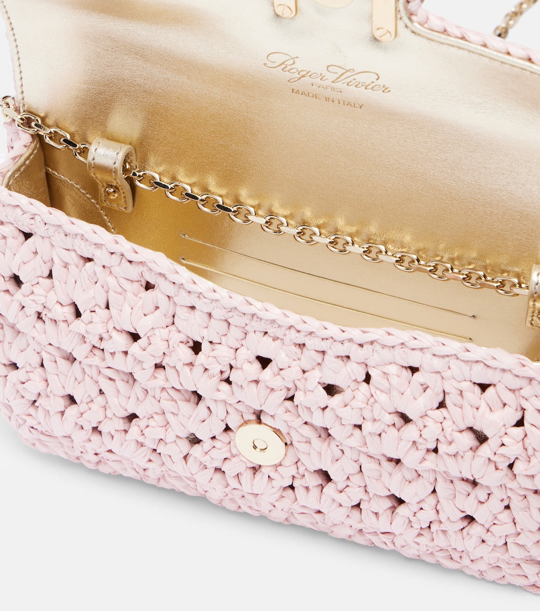 Verzierte Clutch Jeu de Fille aus Raffiabast | Roger Vivier