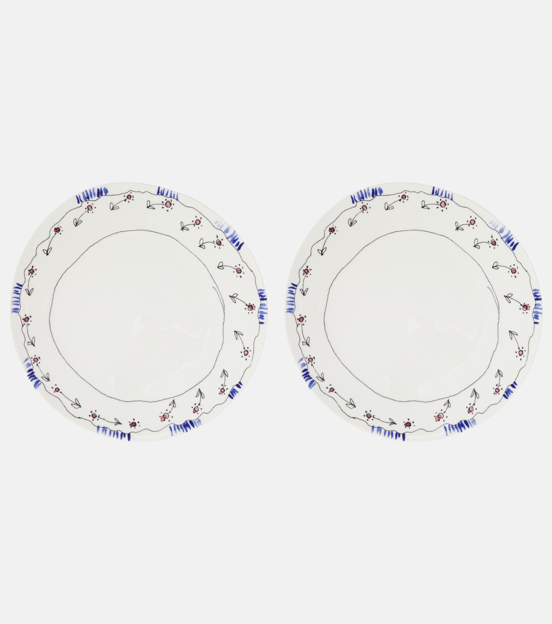 Midnight Flowers Anemone Milk set of 2 dinner plates by Marni | Serax