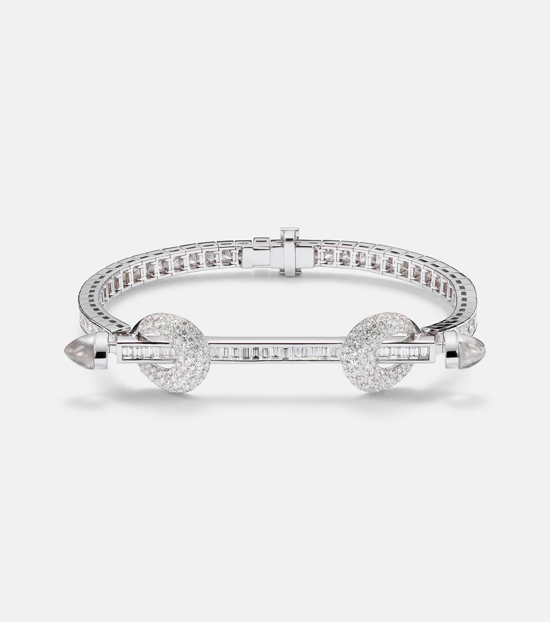 Chakra 18kt white gold bracelet with diamonds and quartz | Ananya
