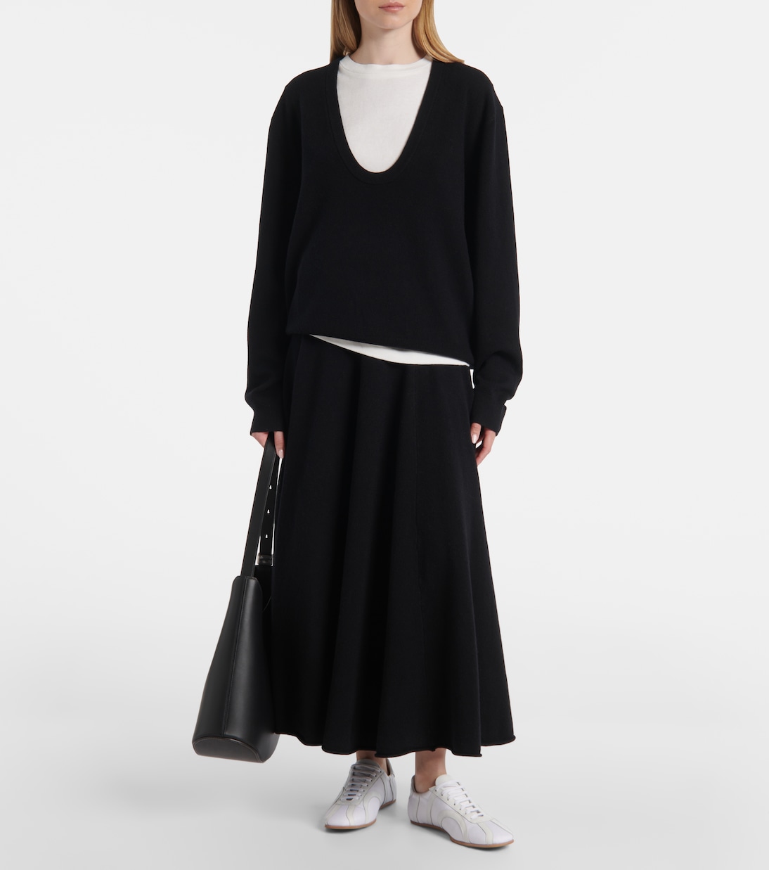 Falda larga N°313 Twirl en mezcla de cachemir | Extreme Cashmere