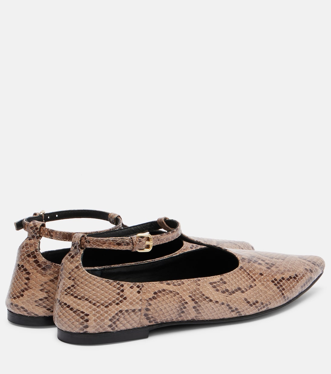 Ward蛇纹效果皮革玛丽珍平底鞋 | A.Emery