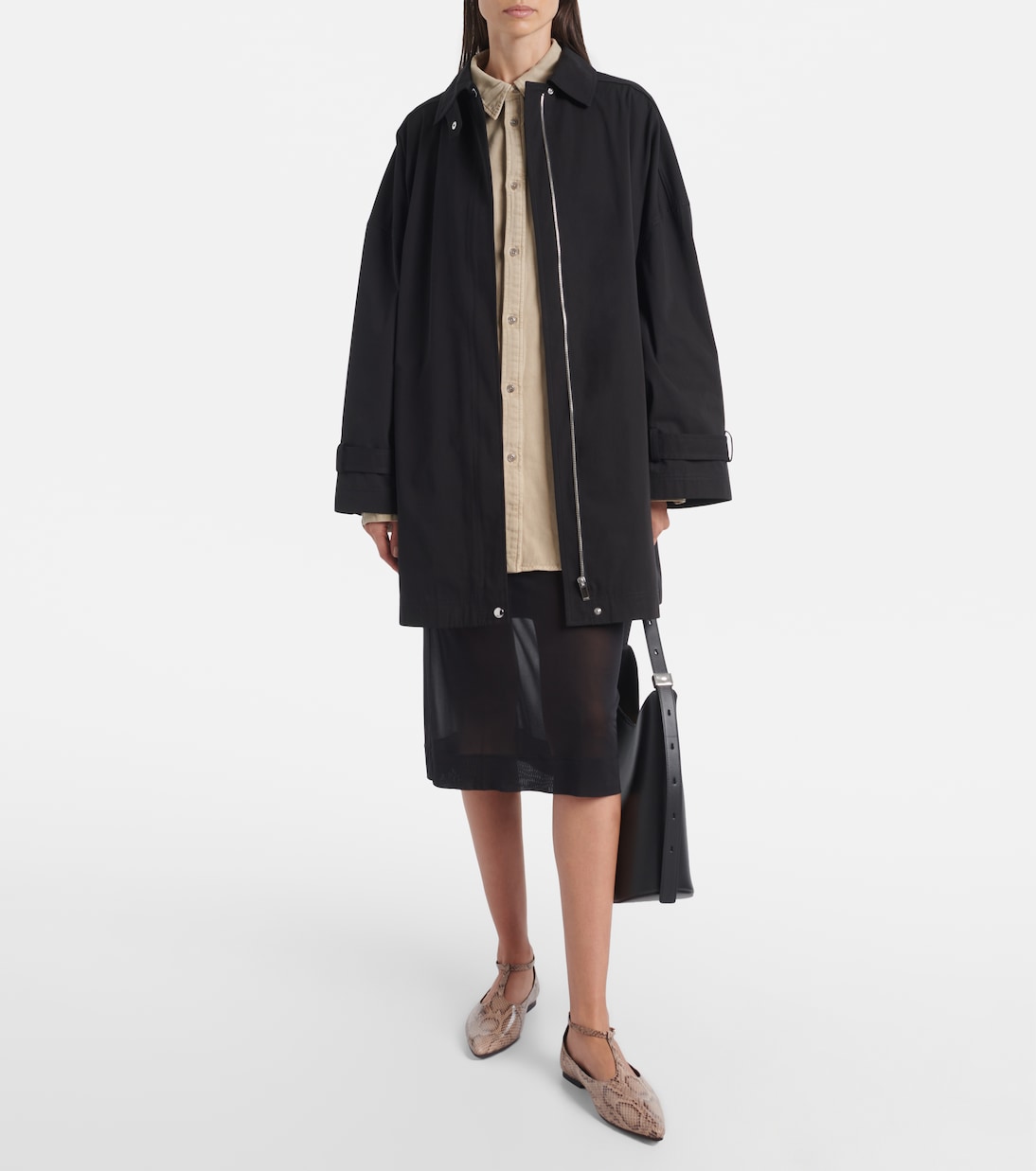 Ward蛇纹效果皮革玛丽珍平底鞋 | A.Emery