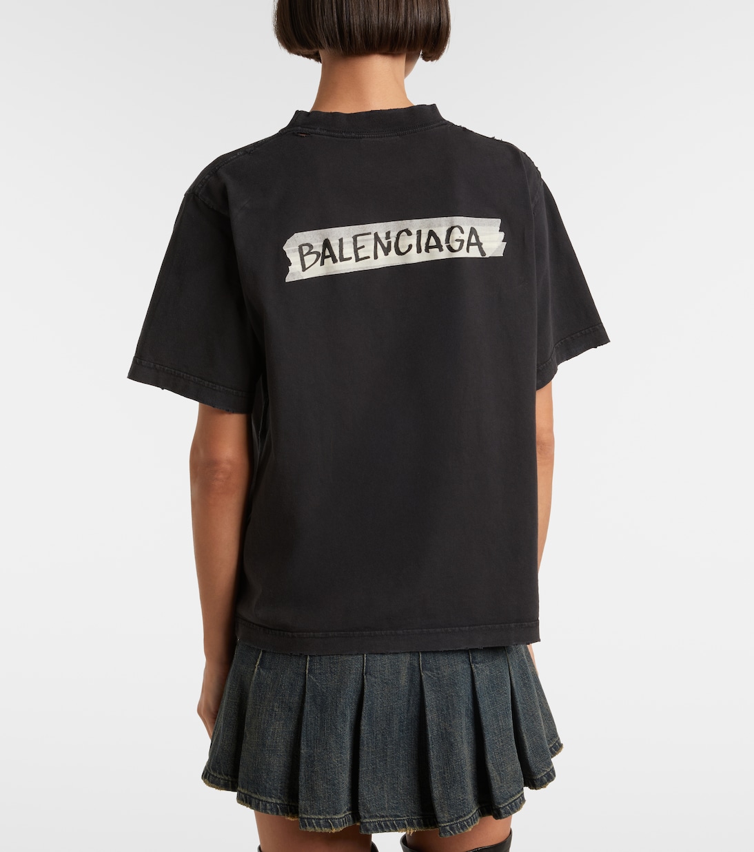 Logo distressed cotton jersey T-shirt  | Balenciaga