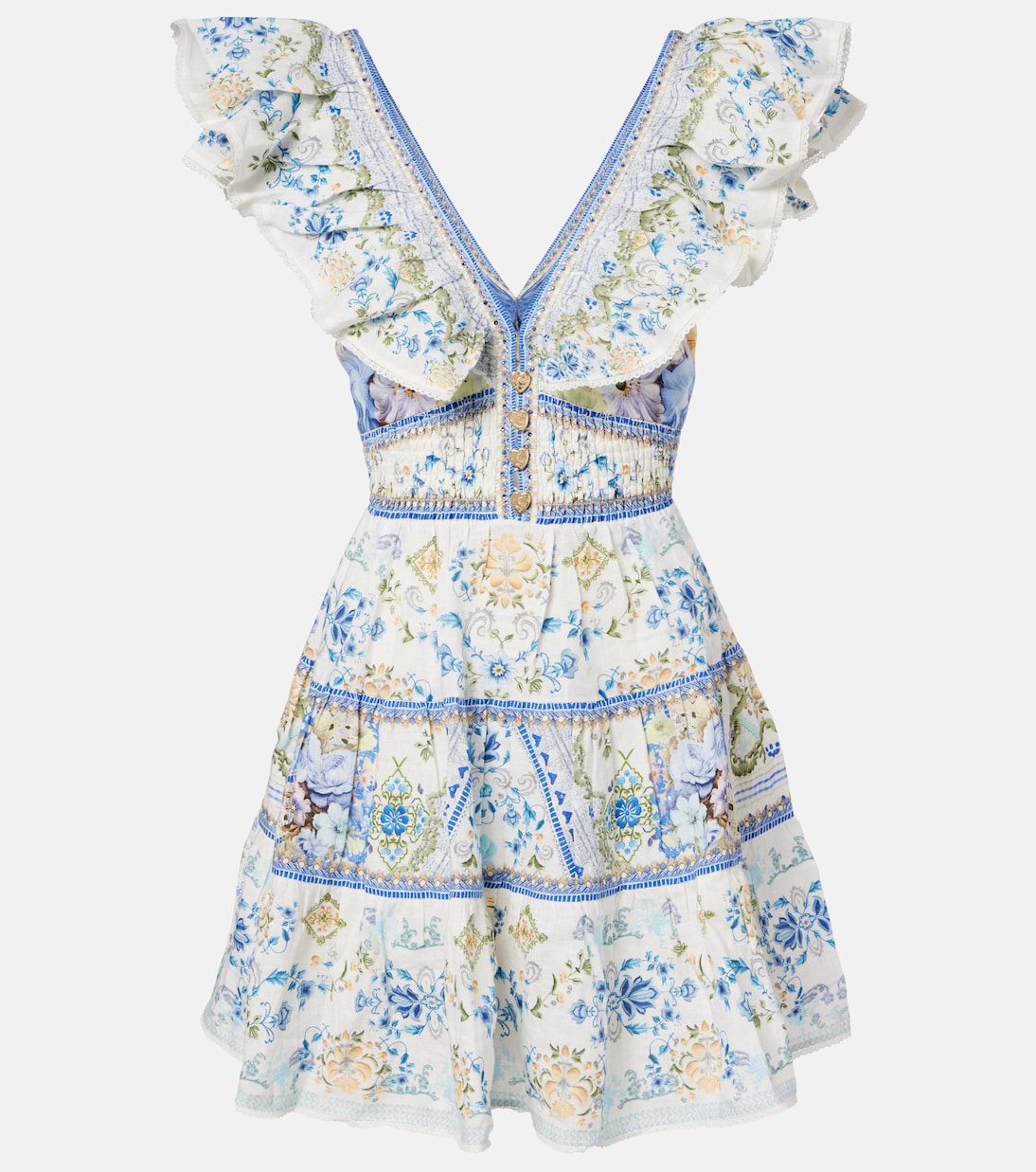 Embellished floral linen minidress | Camilla