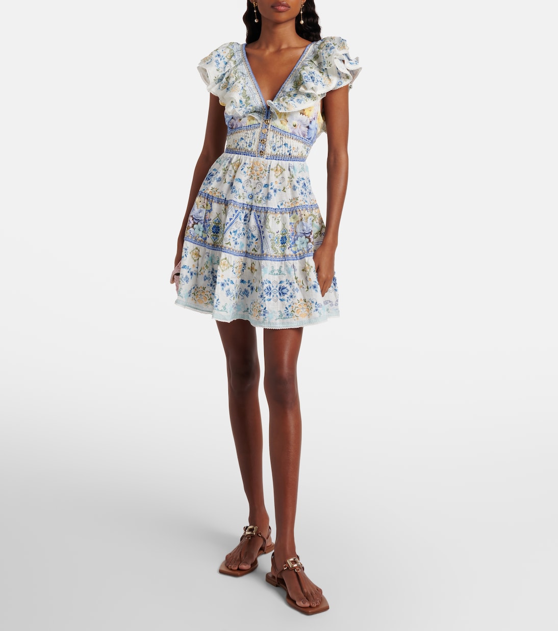 Embellished floral linen minidress | Camilla