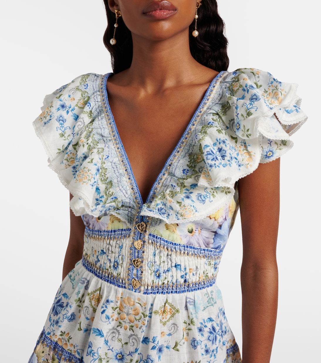 Embellished floral linen minidress | Camilla