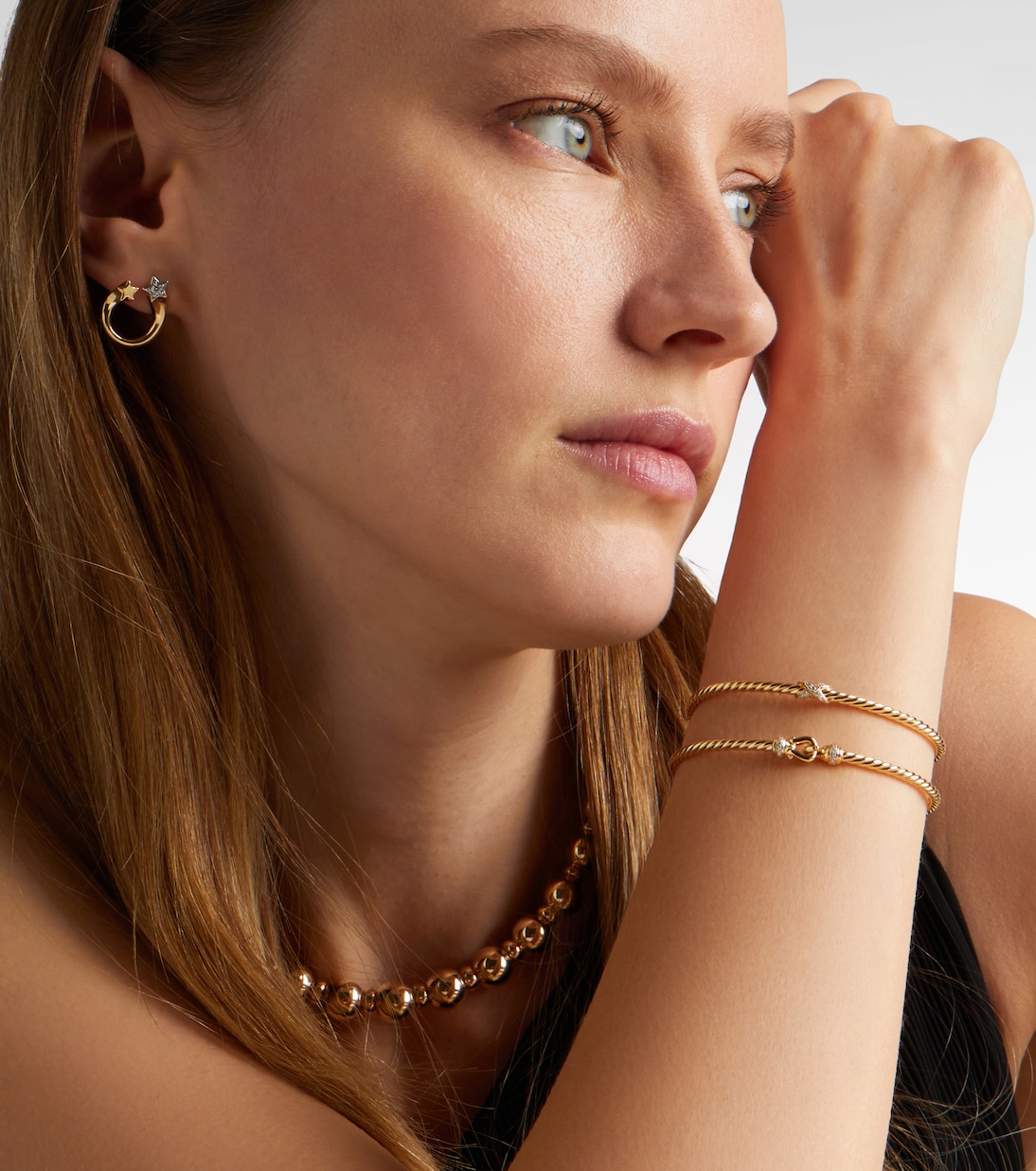 Armband Cablespira® Flex Micro aus 18kt Gelbgold mit Diamanten | David Yurman