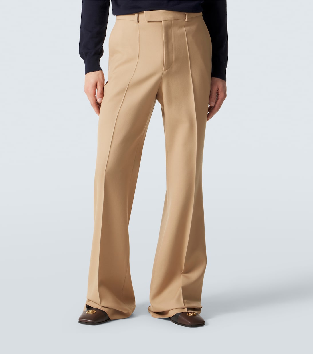 Virgin wool gabardine flared pants | Valentino
