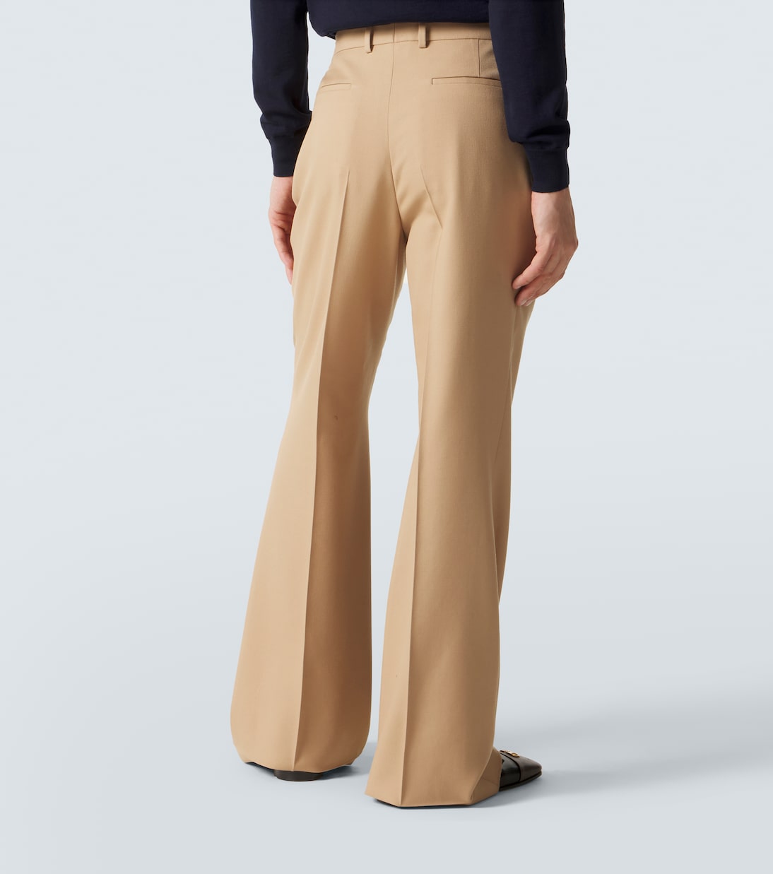 Virgin wool gabardine flared pants | Valentino