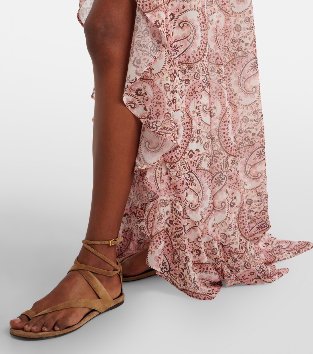 Malena涡纹荷叶边不对称加长连衣裙 | Bananhot