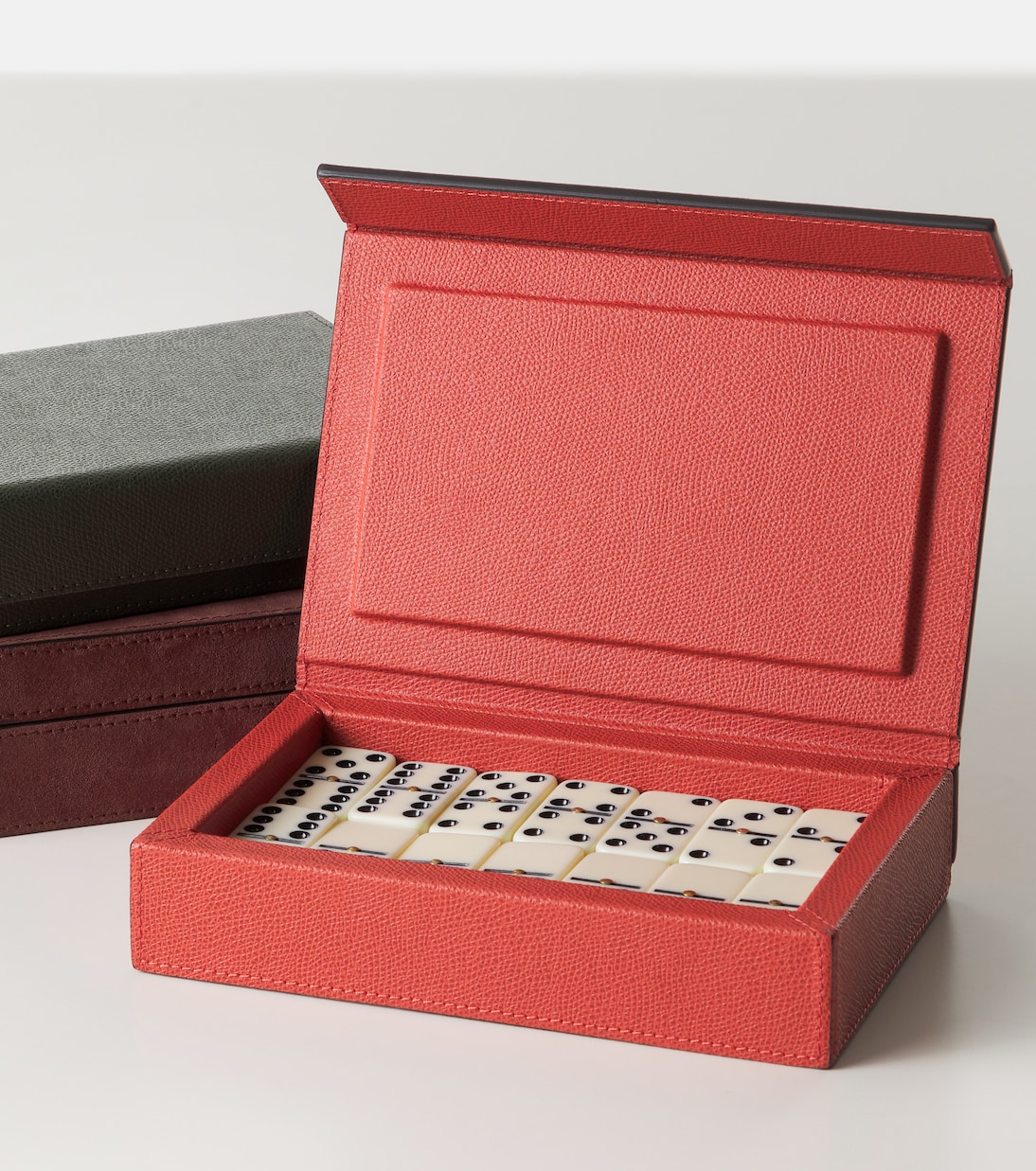 Parma leather and walnut domino set | Giobagnara