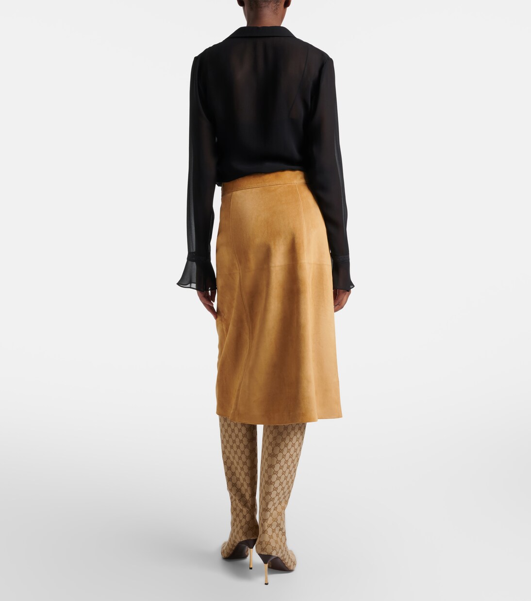 Verzierter Midirock aus Veloursleder | Gucci