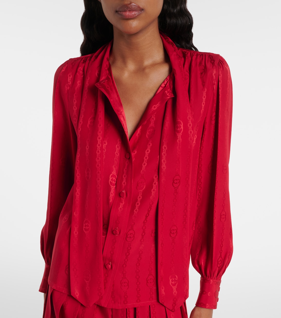 Interlocking G silk jacquard blouse | Gucci